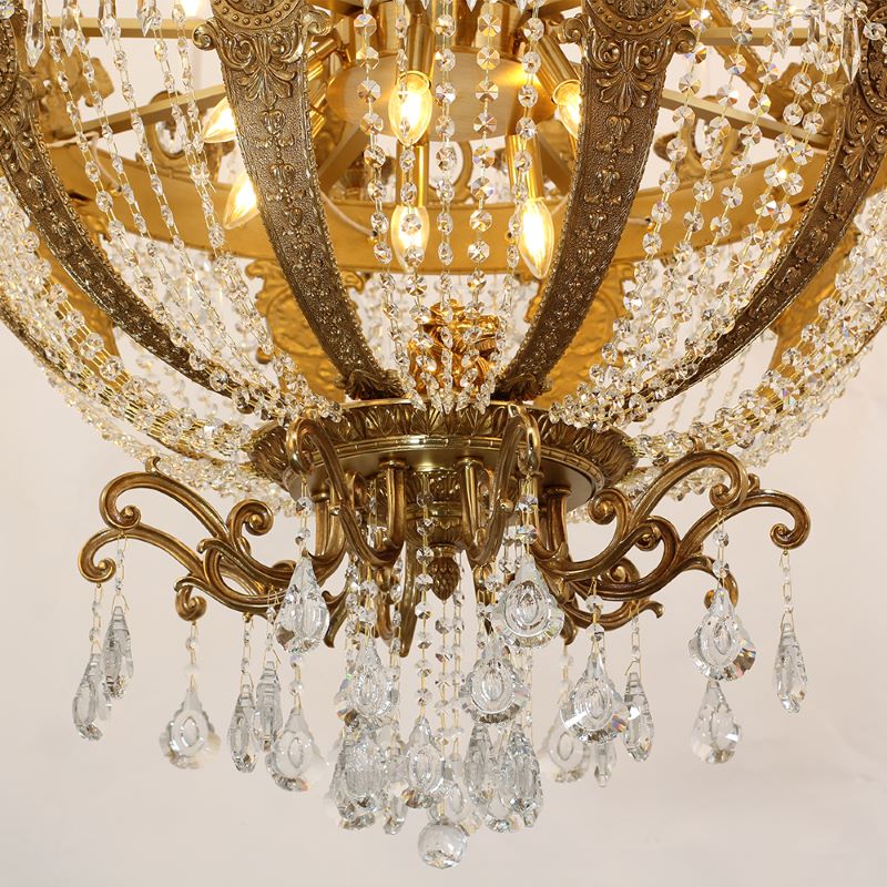 51X67 Inch 42 Lights Big French Empire Brass and Crystal Chandelier for Foyer-大吊灯-Jecanoli