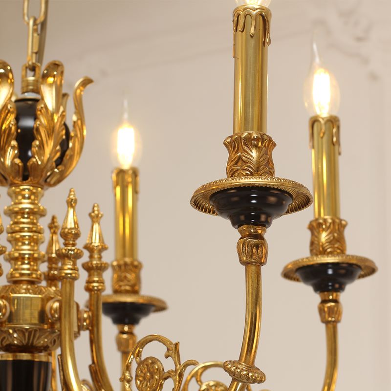 26X23 Inch 6 Lights Rococo Style Antique Copper Chandelier Small Black Bedroom Chandelier-铜灯-Jecanoli