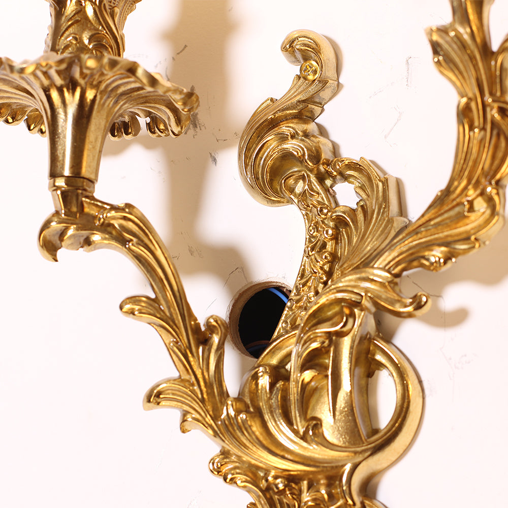 2 Lights French Retro Brass Wall Lamp Indoor Decorative Copper Wall Sconce-壁灯-Jecanoli