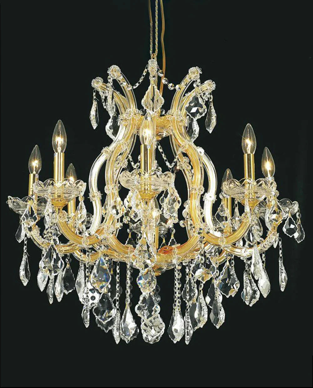 26'' Wide Gold Chandelier Light 9 Lights Maria Theresa Crystal Chandelier MT01L9G-吊灯-Jecanoli