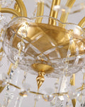 8 Lights Candle Style Small Brass and Crystal Chandelier for Bedroom-铜灯-Jecanoli