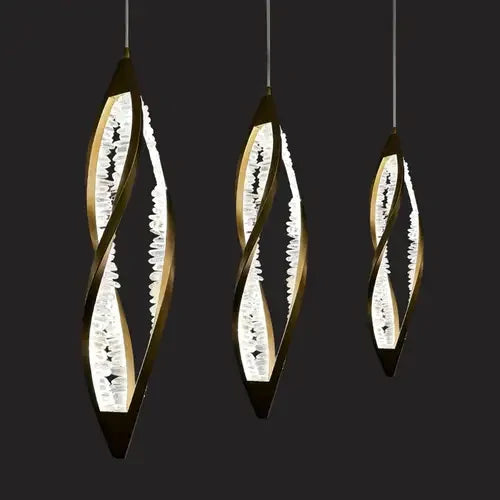 Modern Artistic DNA Twisted Leaf Natural Crystal Cluster Chandelier