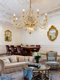 Eight Brass Arms Classical Crystal Chandelier Small Gold Chandelier for Sitting Room 33X28 Inch-铜灯-Jecanoli