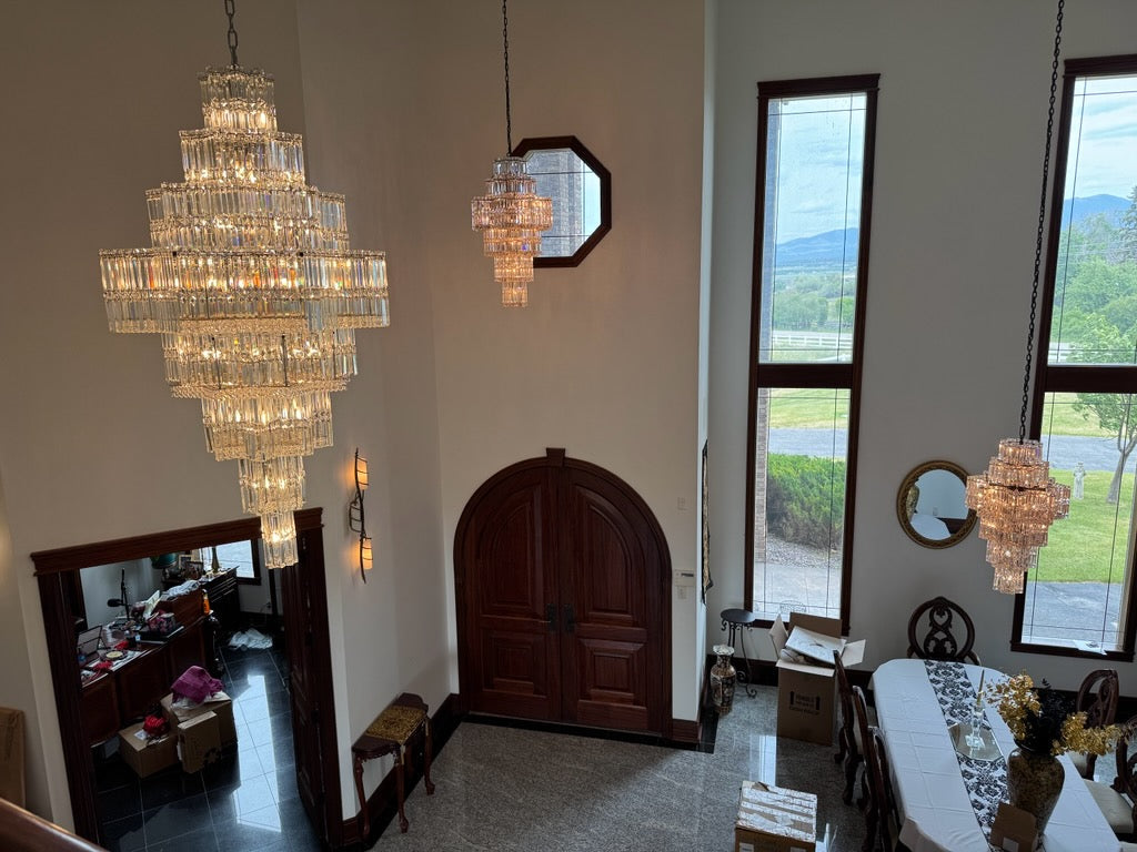 Celestia Modern Crystal Chandelier | Designer Statement Lighting Fixture 41.5H