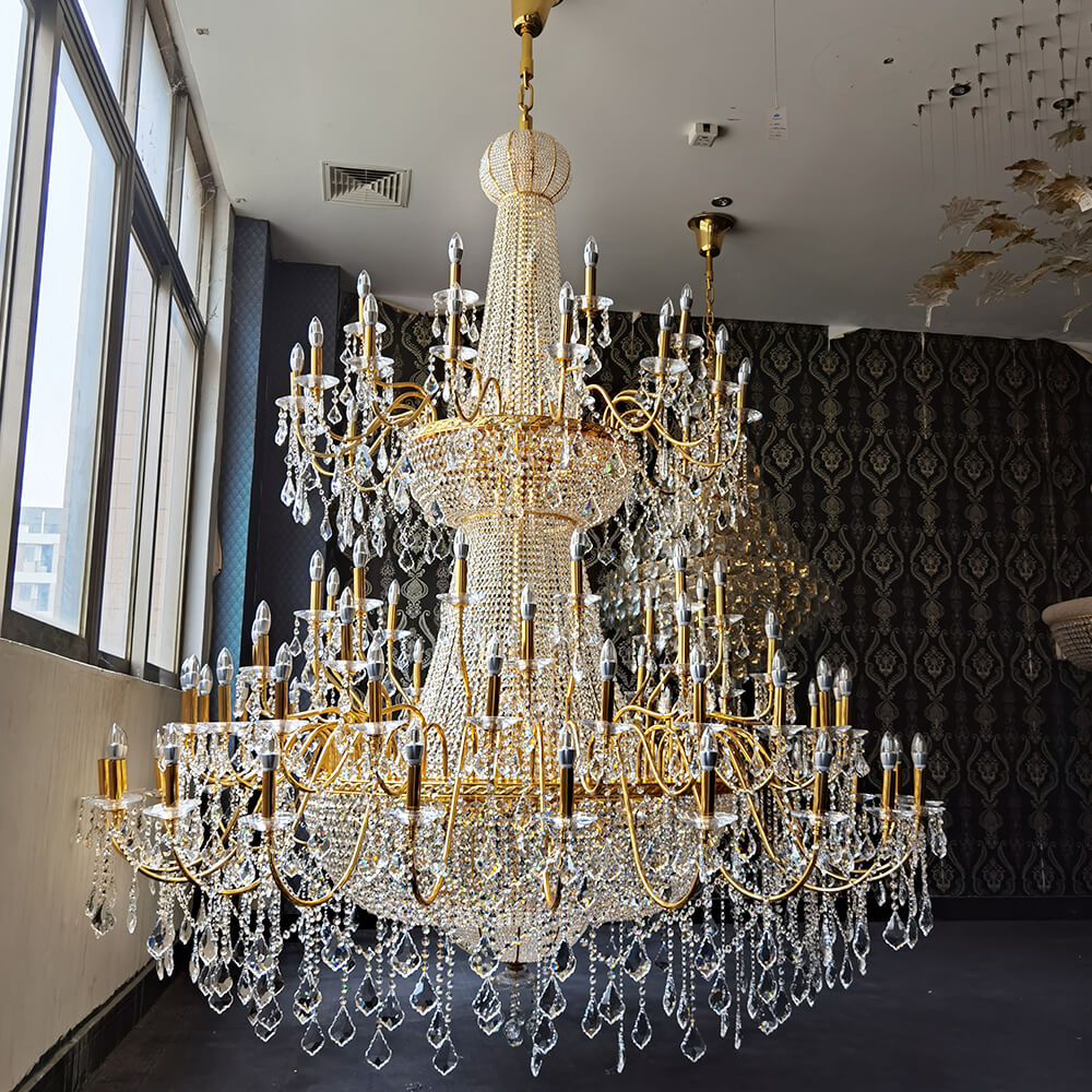 7ft Wide Large Gold Crystal Chandelier for Foyer 83"W 98"H-大吊灯-Jecanoli