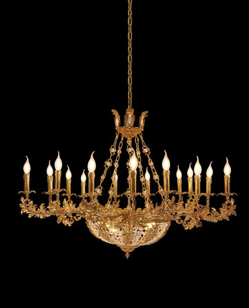 47X31 Inch 20 Lights French Empire Style Brass and Crystal Chandelier Light-铜灯-Jecanoli