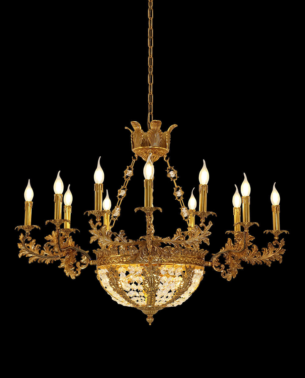 41X30 Inch 16 Lights French Empire Style Brass and Crystal Chandelier Light-铜灯-Jecanoli