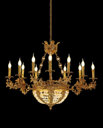 41X30 Inch 16 Lights French Empire Style Brass and Crystal Chandelier Light-铜灯-Jecanoli