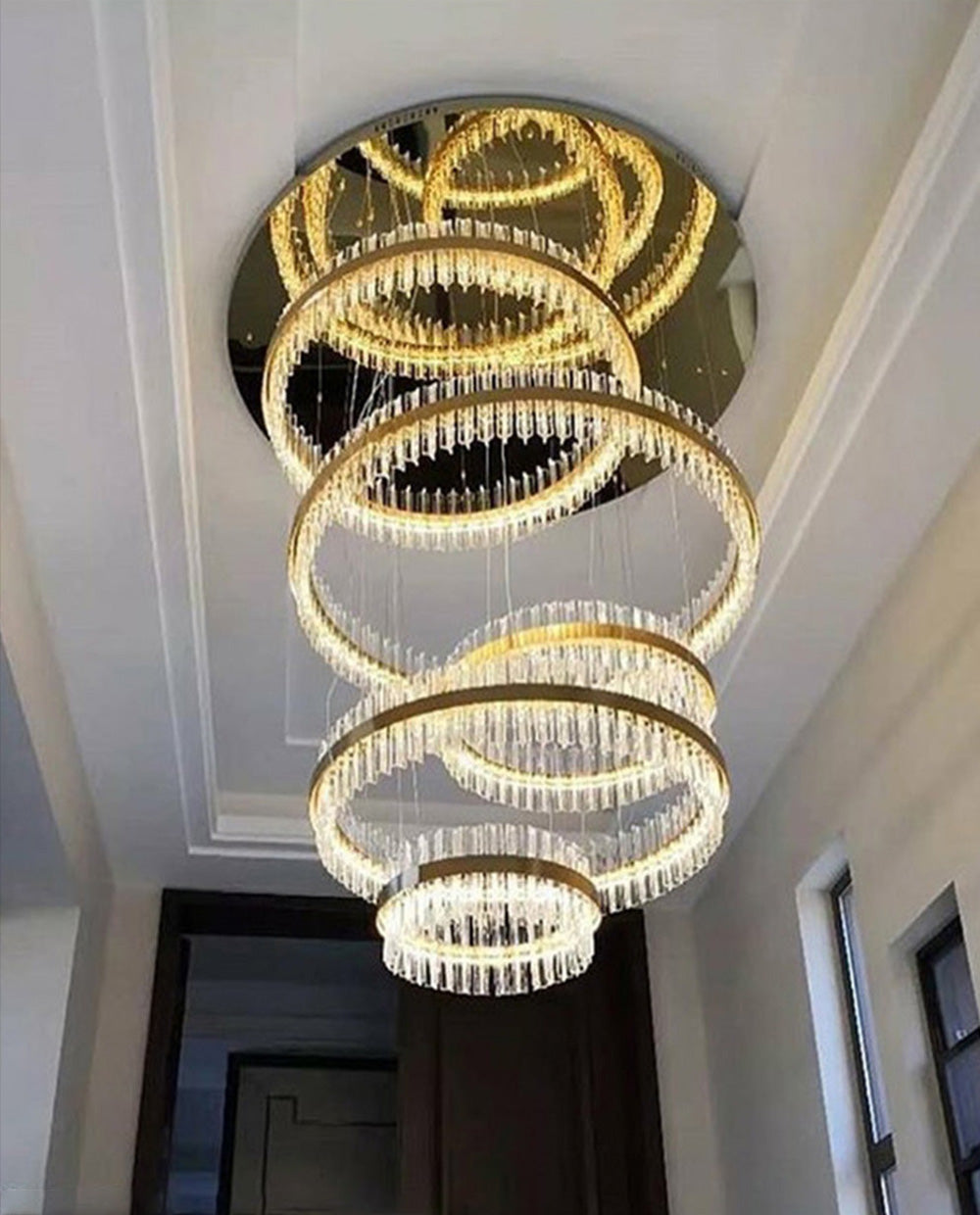 Multiple Glass Ring Pendant Light 63"W-大吊灯-Jecanoli
