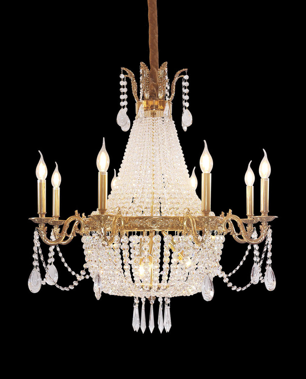 33X33 Inch French Empire Brass and Crystal Chandelier-铜灯-Jecanoli