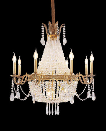 33X33 Inch French Empire Brass and Crystal Chandelier-铜灯-Jecanoli