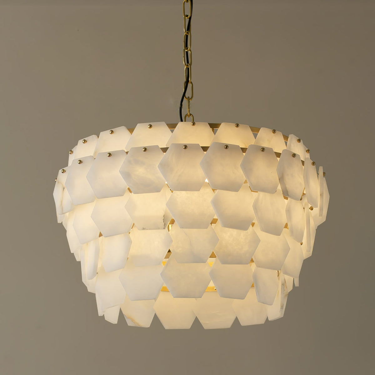 Elegant Hexa Cloud Alabaster Pendant Light-Chandelier-Jecanoli