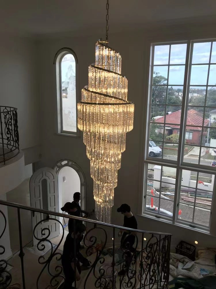 Luxury Spiral Crystal Chandelier for High-ceiling/Foyer/Staircase-Chandeliers-Jecanoli