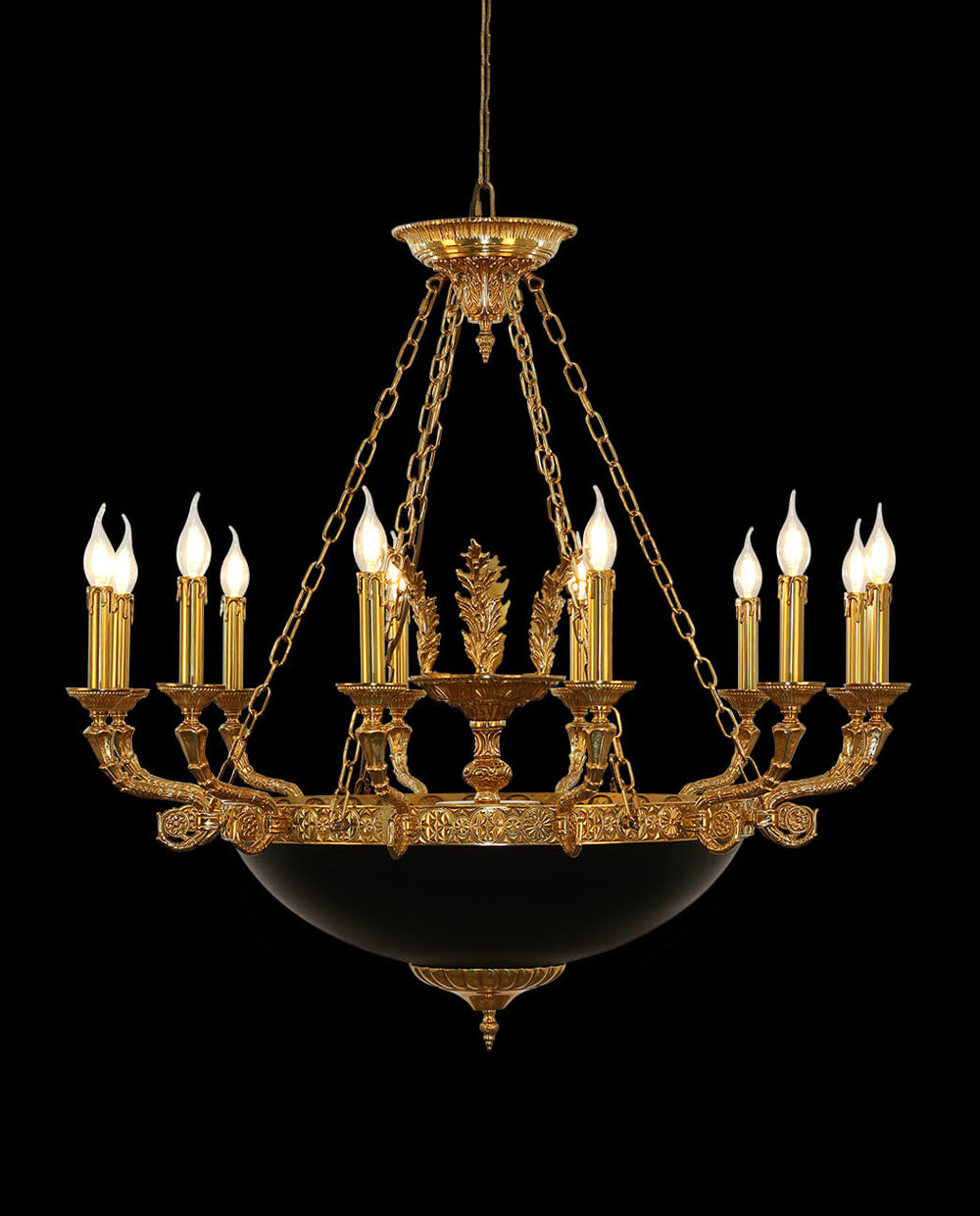 39X37 Inch 12 Lights Rococo French Empire Copper Chandelier-铜灯-Jecanoli