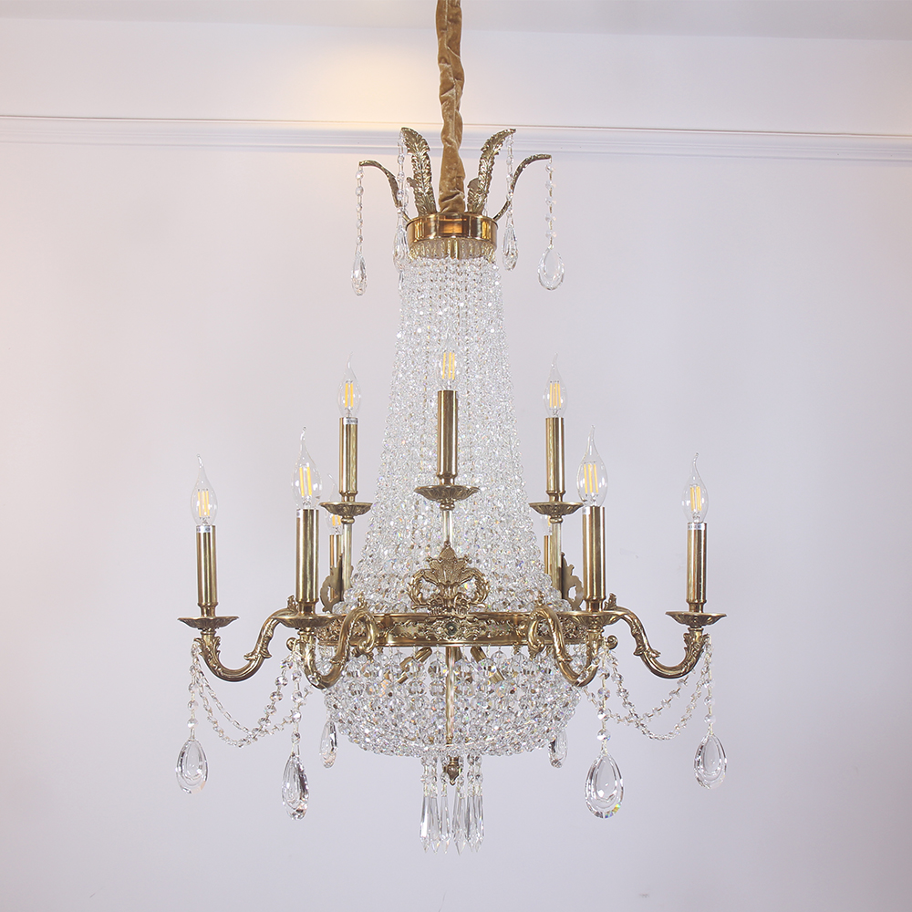 28X35 Inch 12 Lights French Empire Brass and Crystal Chandelier-铜灯-Jecanoli
