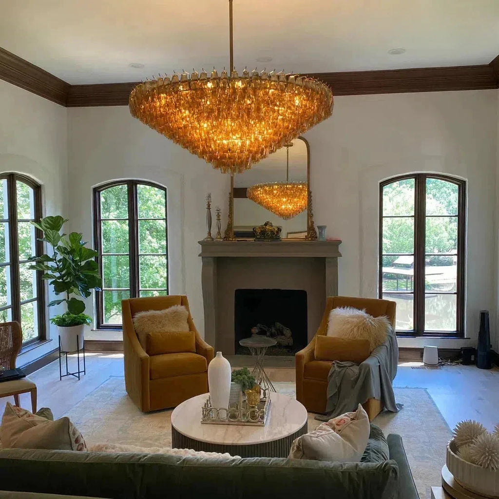 Cyra Glass Tiered Round Chandelier