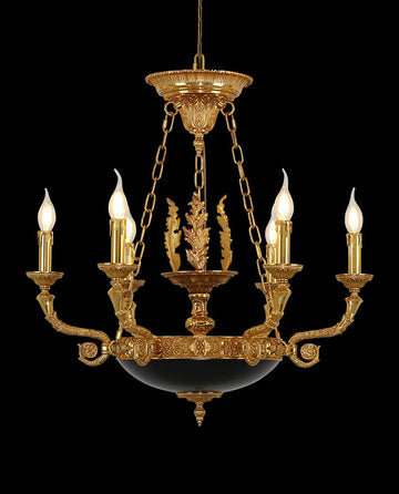 28X26 Inch 6 Lights Rococo French Empire Copper Chandelier-铜灯-Jecanoli