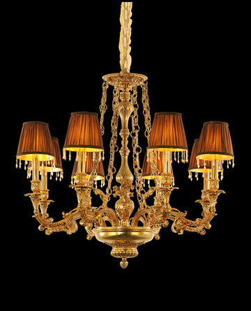 35X30 Inch 8 Lights Baroque Style Antique Copper Chandelier-铜灯-Jecanoli
