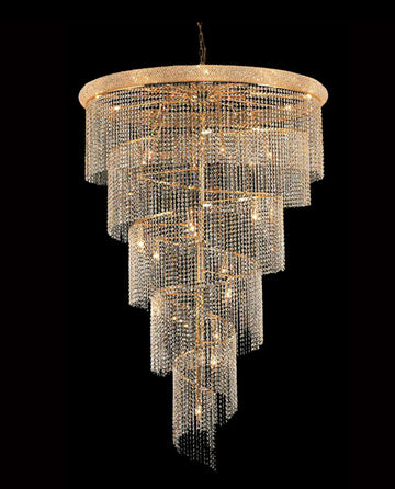 Spiral Chandelier Crystal Lighting in Golden 48'' W 72'' H-大吊灯-Jecanoli