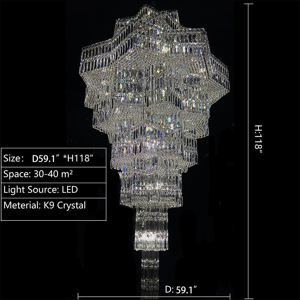 Luxury Plaza Multi-Tier Crystal Chandelier for High Ceilings/Hotel Hall / 2 Story Foyer - Yovalighting