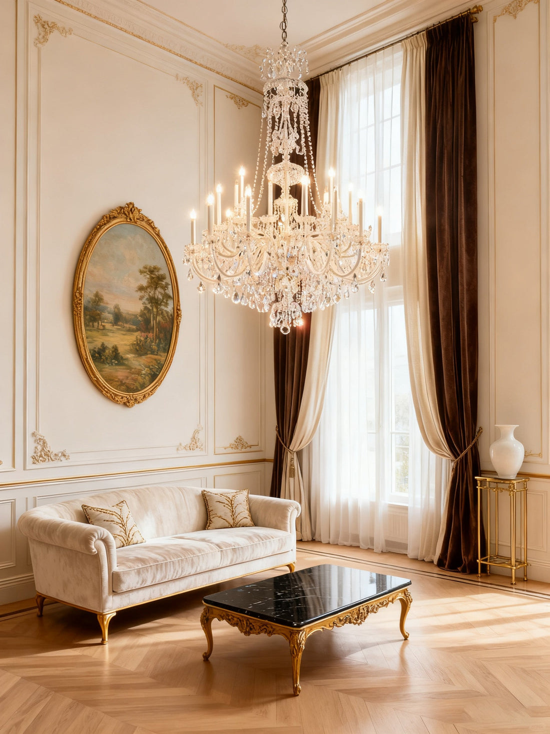 42 Lights Big Glass Chandelier for Hallway 59"W 75"H-大吊灯-Jecanoli