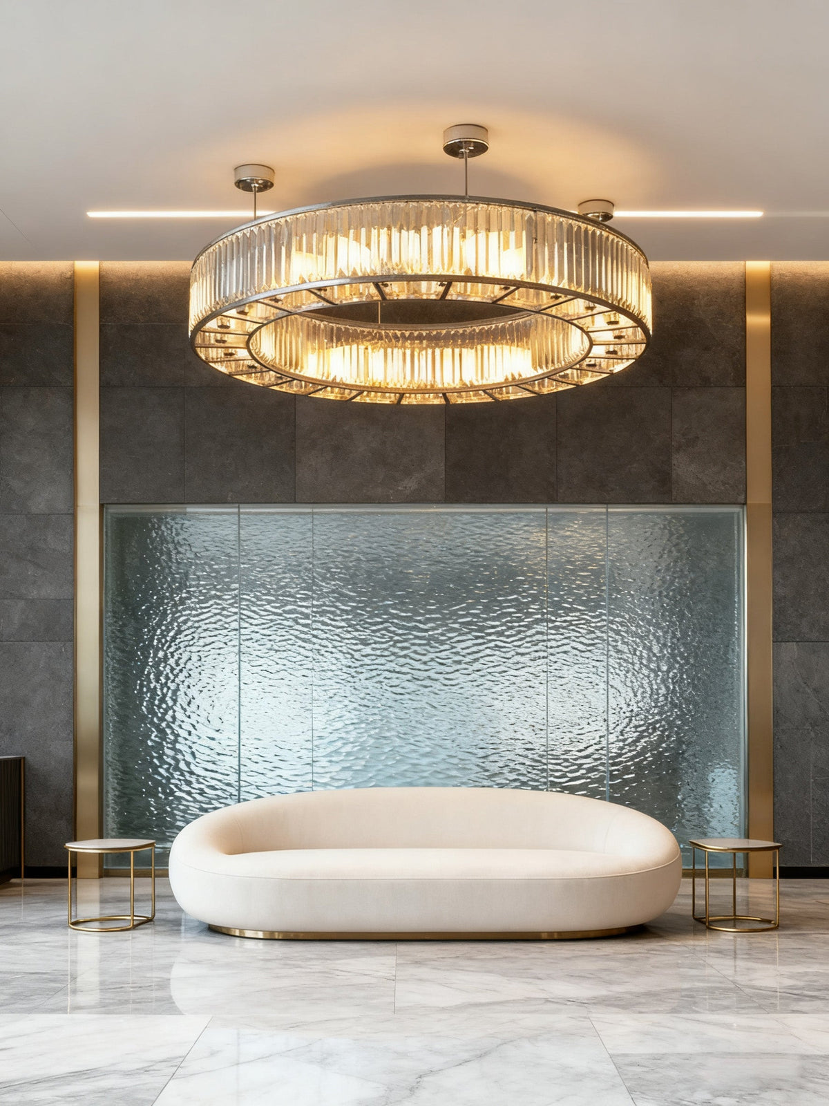 72 Inch Round Semi Flush Mounted Chandelier Big Modern Crystal Chandelier for Event Hall-大吊灯-Jecanoli