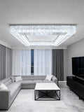 72 Inch Big Square Flush Mounted Chrome Crystal Chandelier for Living Room-吊灯-Jecanoli