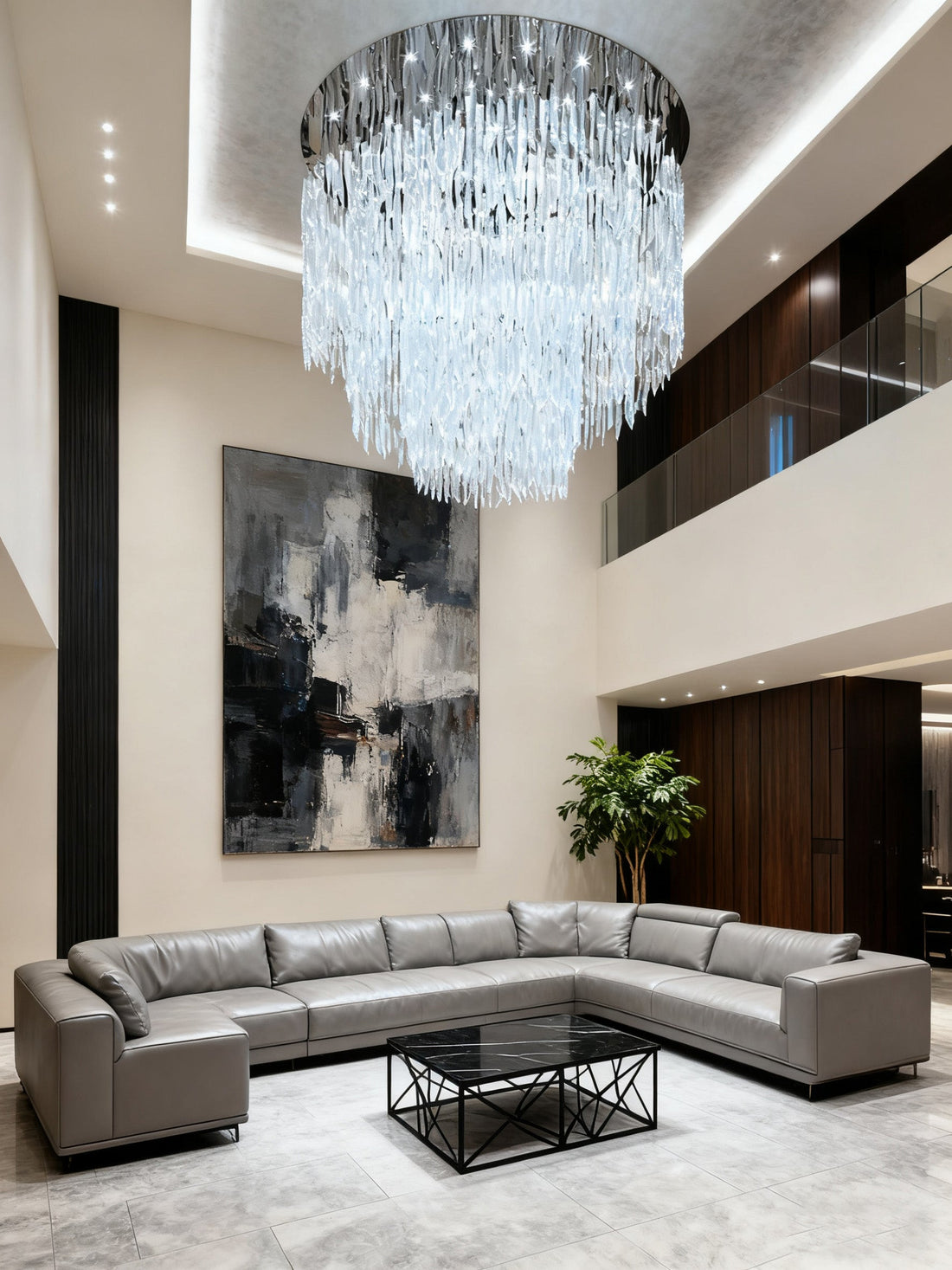 Contemporary hotel project ceiling art glass chandelier 85"W 94"H-大吊灯-Jecanoli
