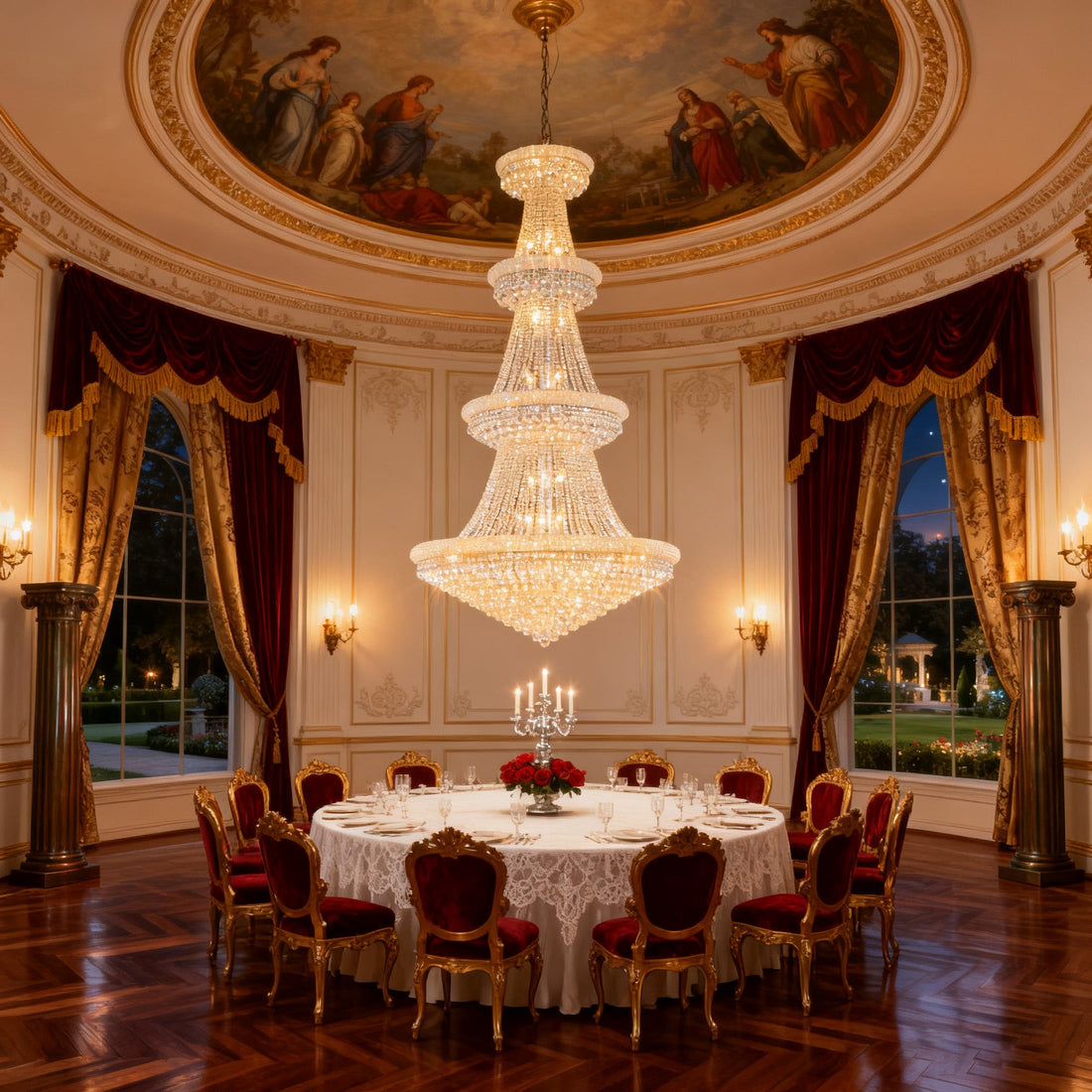 54X96 Inch 48 Lights French Empire Chrome K9 Crystal Chandelier for High Ceilings-大吊灯-Jecanoli