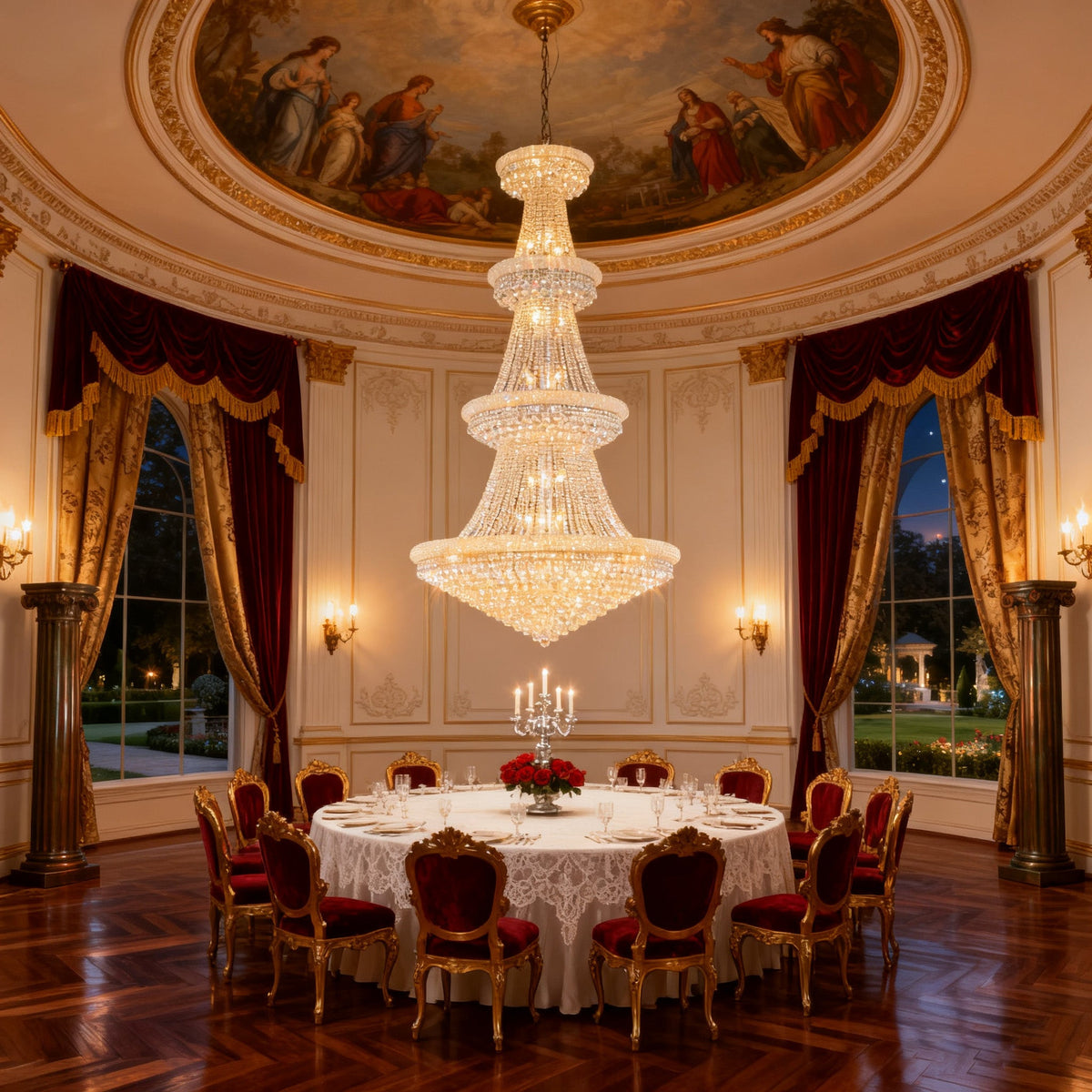 54X96 Inch 48 Lights French Empire Chrome K9 Crystal Chandelier for High Ceilings-大吊灯-Jecanoli