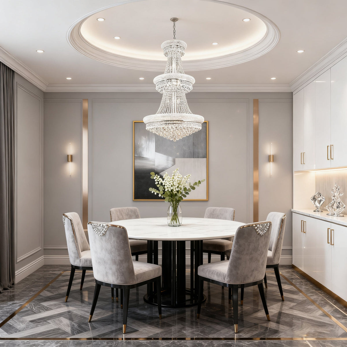 30X50 Inch 32 Lights French Empire K9 Crystal Chandelier-大吊灯-Jecanoli