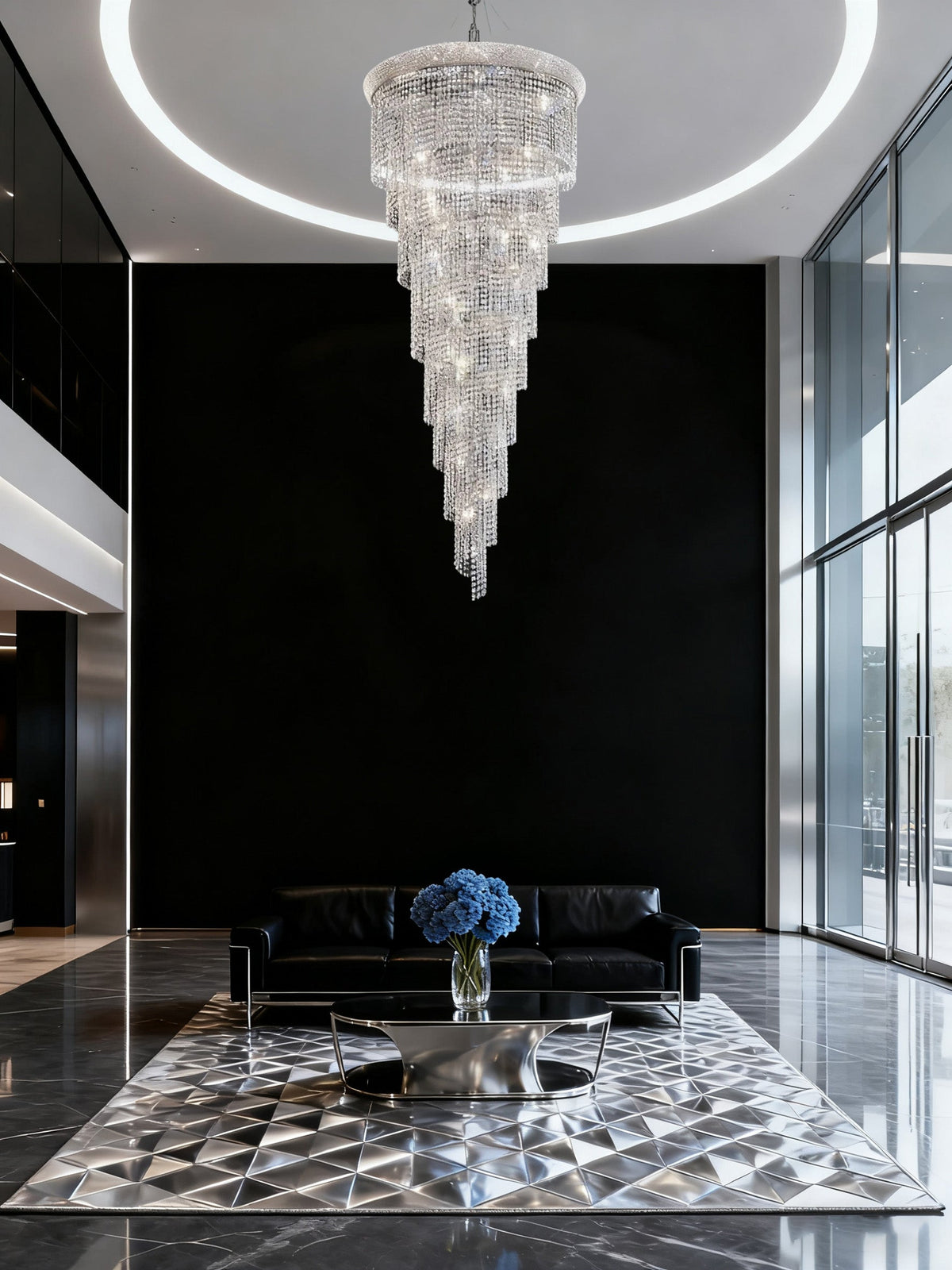 Long Stairwell Crystal Chandelier 36'' W 65'' H-大吊灯-Jecanoli