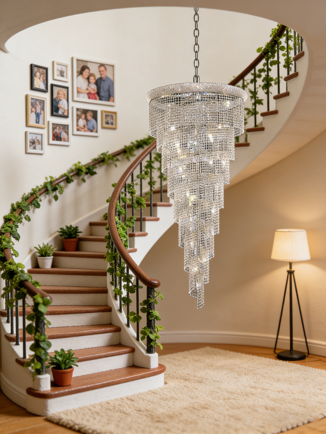 Long Stairwell Crystal Chandelier 36'' W 65'' H-大吊灯-Jecanoli