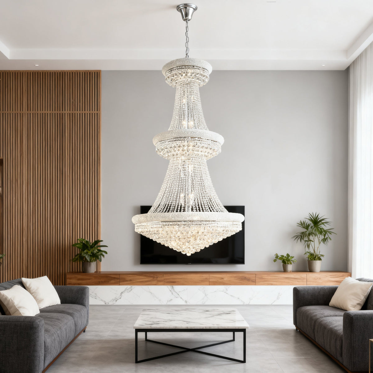42X72 Inch 48 Lights Elegant Empire K9 Crystal Chandelier-大吊灯-Jecanoli