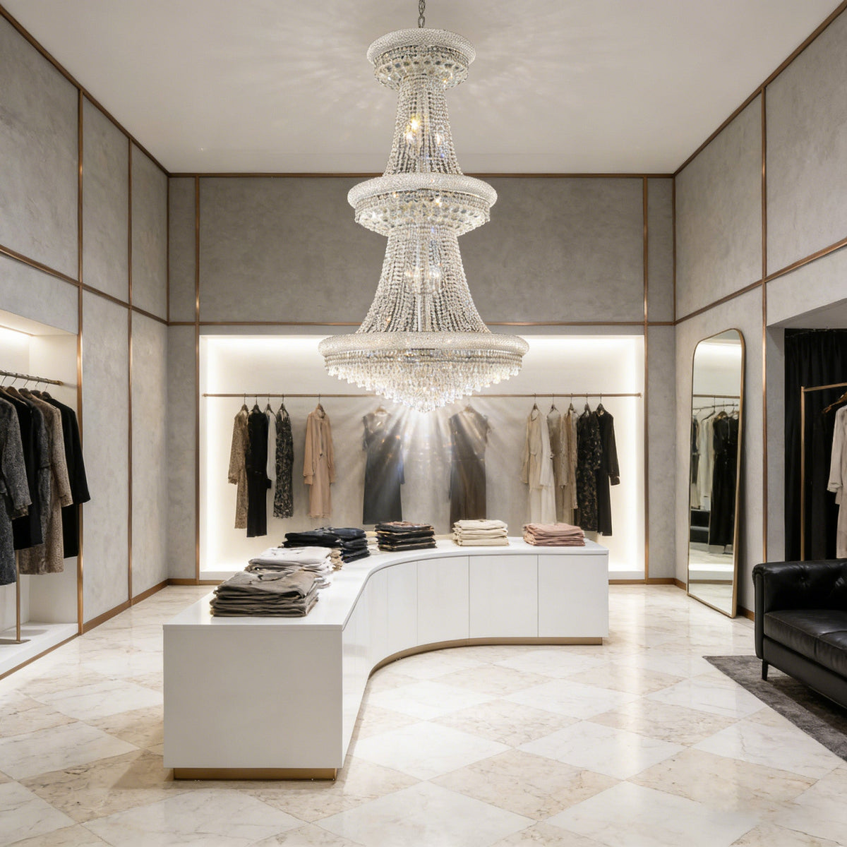 36X66 Inch 32 Lights Elegant Empire K9 Crystal Chandelier-大吊灯-Jecanoli