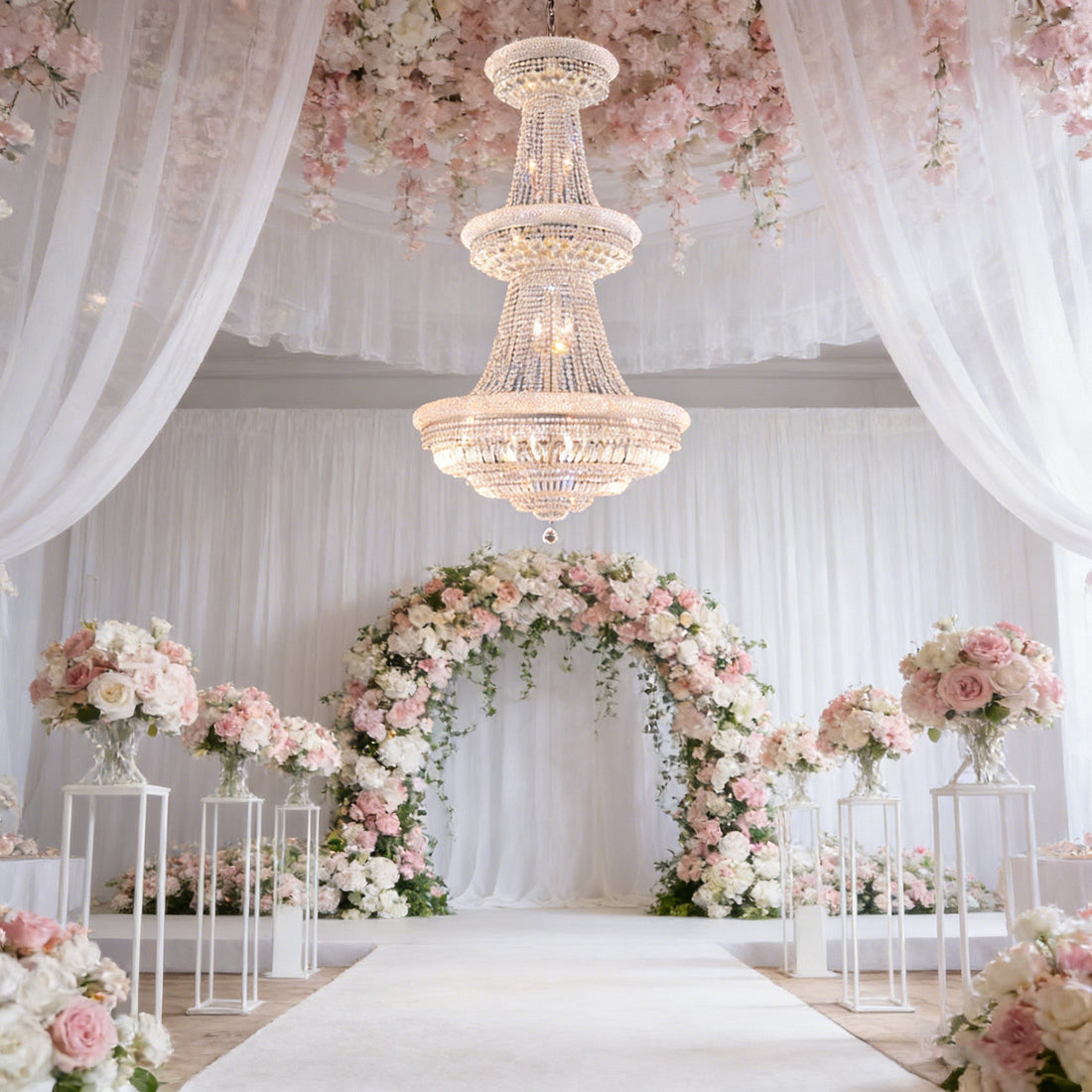 36X69 Inch 32 Lights French Basket K9 Crystal Chandelier Lighting-大吊灯-Jecanoli