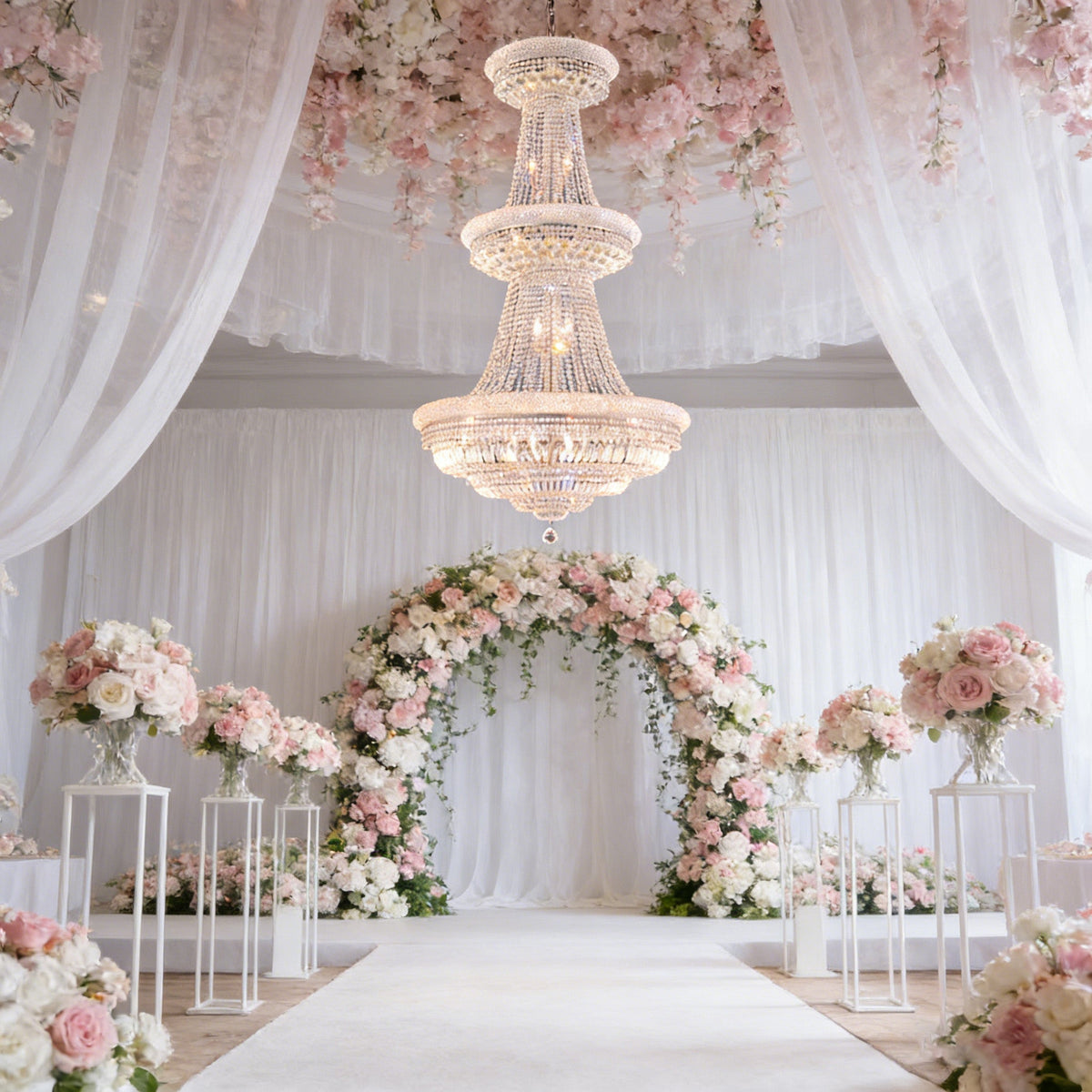 36X69 Inch 32 Lights French Basket K9 Crystal Chandelier Lighting-大吊灯-Jecanoli
