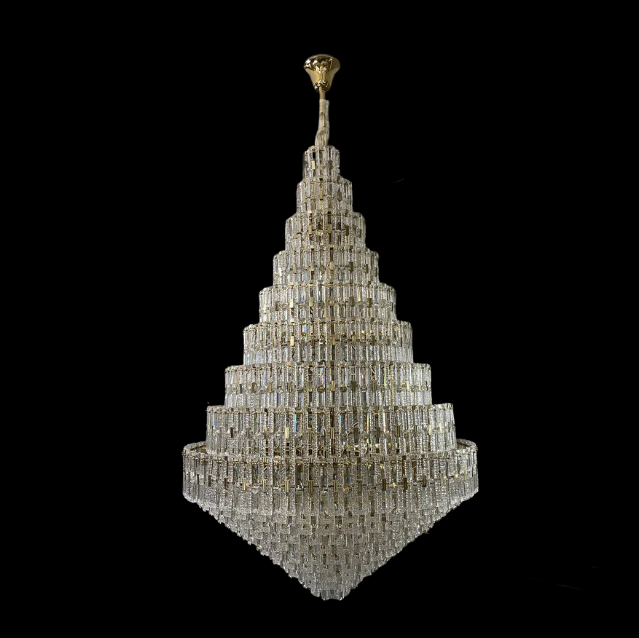 Oversized Multi-layers Honeycomb Luxury Crystal Chandelier in Gold Finish for Big Hallway/Foyer/Entryway-Jecanoli