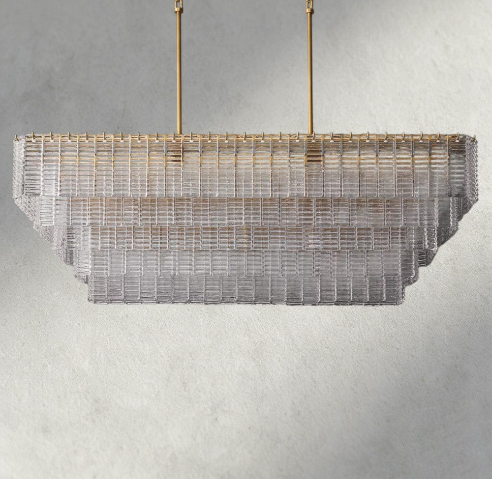 Sirene Clear Glass Rectangular Chandelier 59"-chandelier-Jecanoli