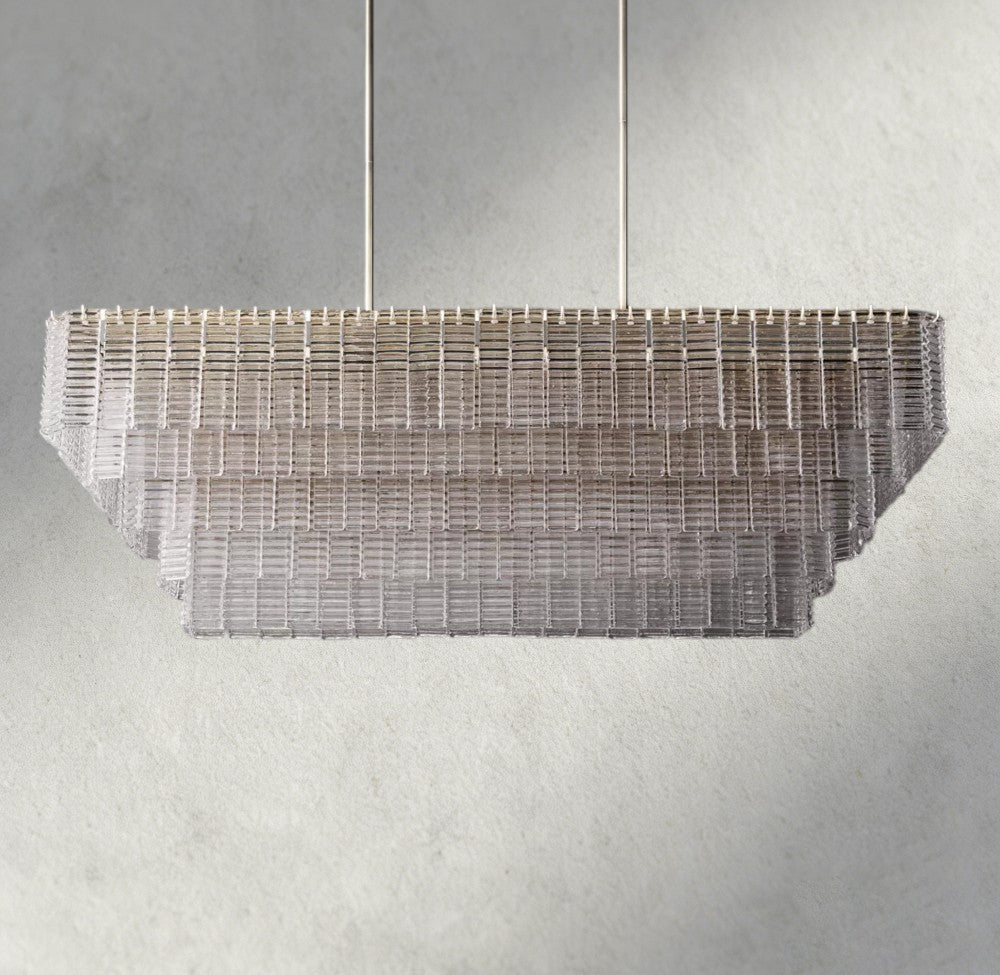 Sirene Clear Glass Rectangular Chandelier 59"-chandelier-Jecanoli
