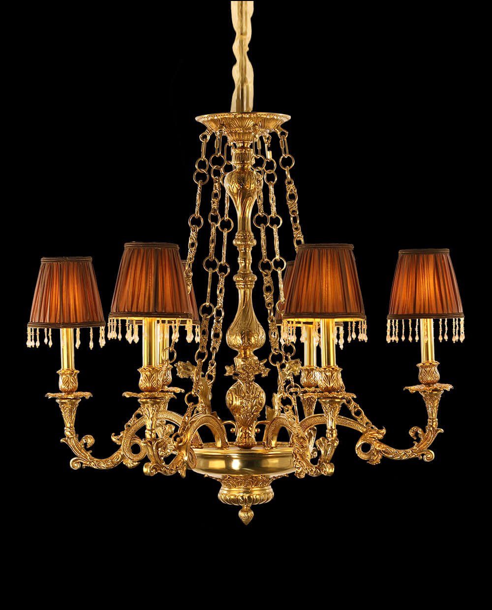 30X30 Inch 6 Lights Baroque Style Antique Copper Chandelier-铜灯-Jecanoli