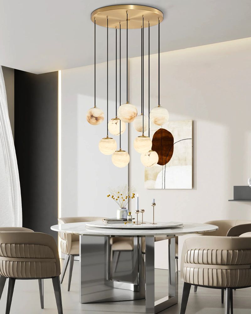 Small Alabaster Cluster Globes Ceiling Pendant Light For High Ceiling