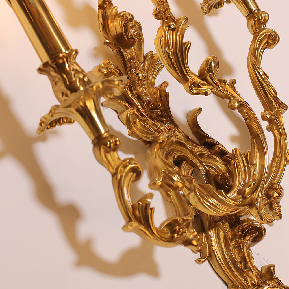3 Lights French Retro Brass Wall Lamp Indoor Decorative Copper Wall Sconce-壁灯-Jecanoli