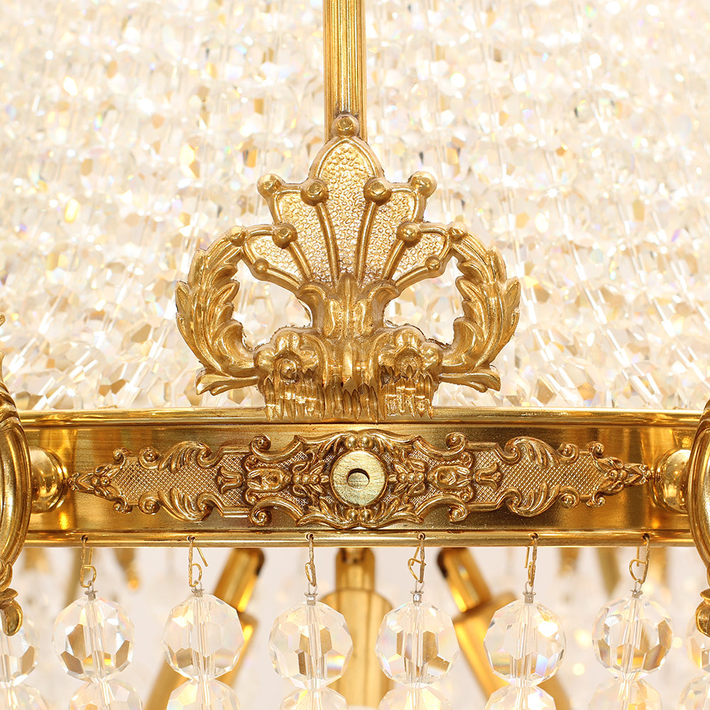 33X33 Inch French Empire Brass and Crystal Chandelier-铜灯-Jecanoli