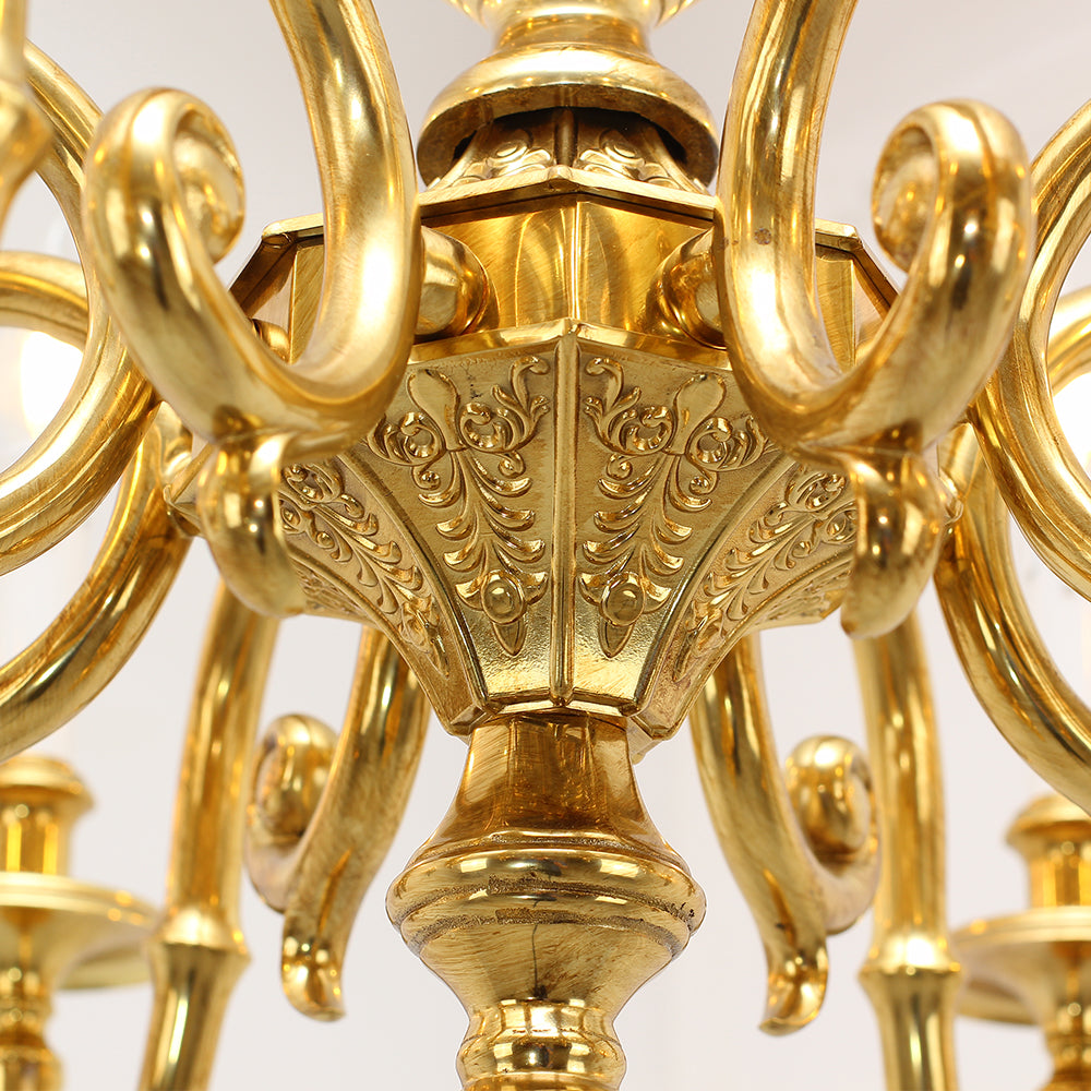 35X18 Inch 8 Lights Vintage French Gold Brass Chandelier for Master Bedroom-铜灯-Jecanoli