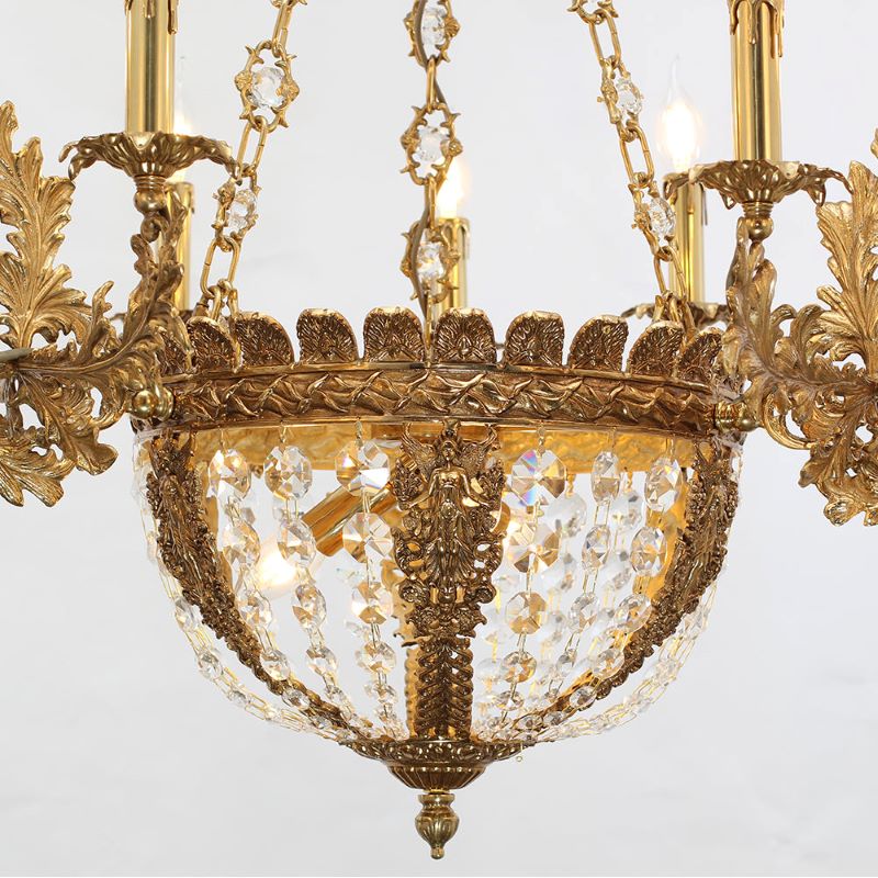 31X29 Inch 12 Lights French Empire Style Brass and Crystal Chandelier Light-铜灯-Jecanoli