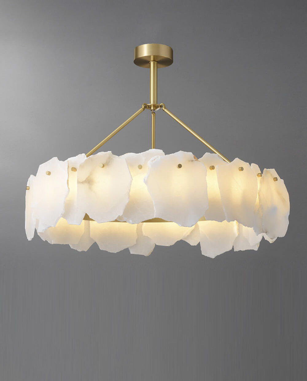 24''/ 31.5''/ 40'' Round Chandelier Modern Halo Alabaster Lighting for Bedroom-现代灯-Jecanoli