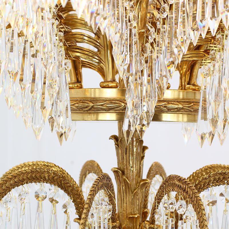 39X35 Inch Wide 3-Layer Big Brass Palm Tree Gold Crystal Chandelier for Entrance/ Foyer-铜灯-Jecanoli