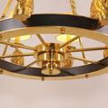 30X28 Inch 6 Lights Rococo Stype Cast Horse Head Antique Copper Chandelier Light-铜灯-Jecanoli
