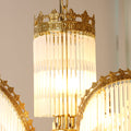 Sleek Small Modern Art Deco Brass & Glass Chandelier 19'' W x 27'' H – Perfect for Living Room Entryway Bedroom-铜灯-Jecanoli